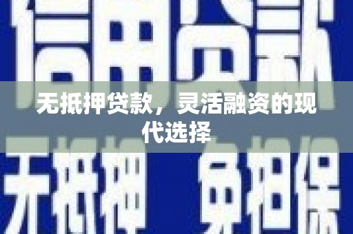 池州无抵押贷款，灵活融资的现代选择